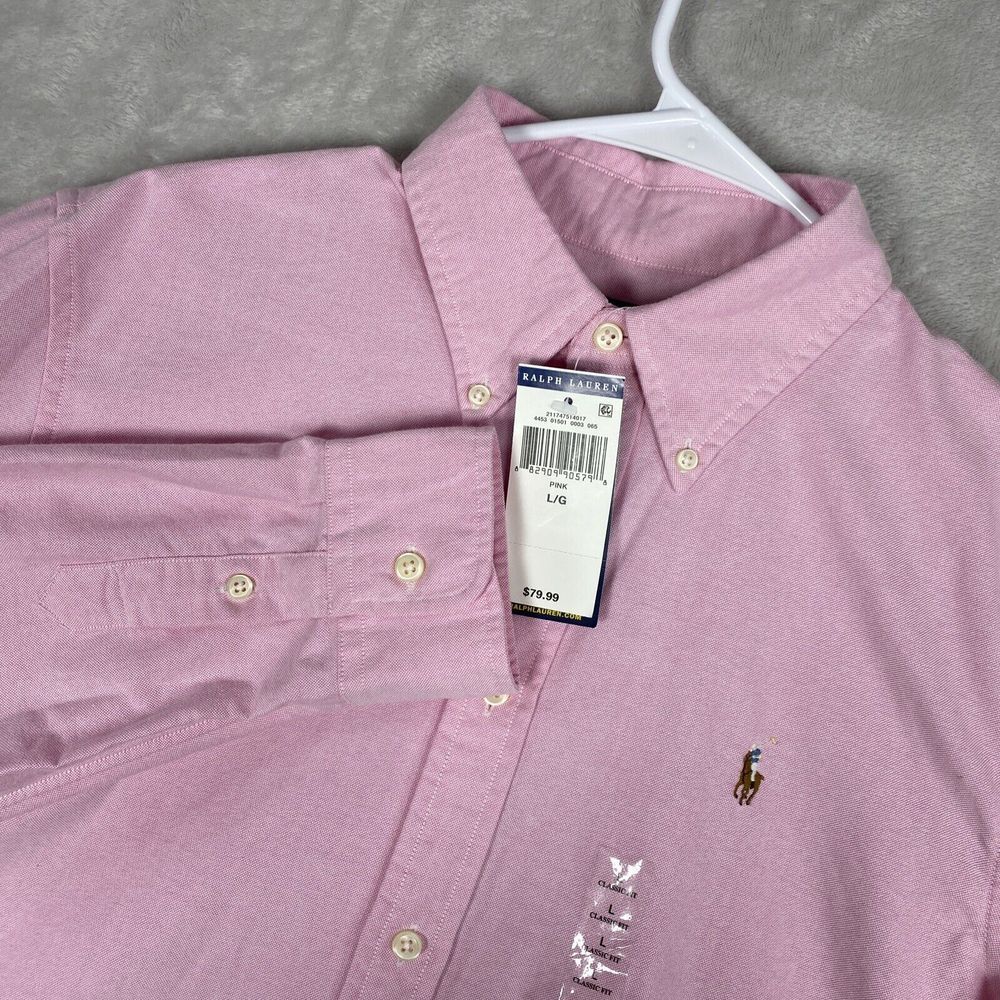 Ralph Lauren Pink Button Down Classic Fit Dress Shirt NWT Mens Large